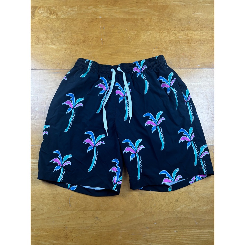 Chubbies Mens Black Neon Palm Tree Print Swim Trunks Shorts 6 Inch Inseam